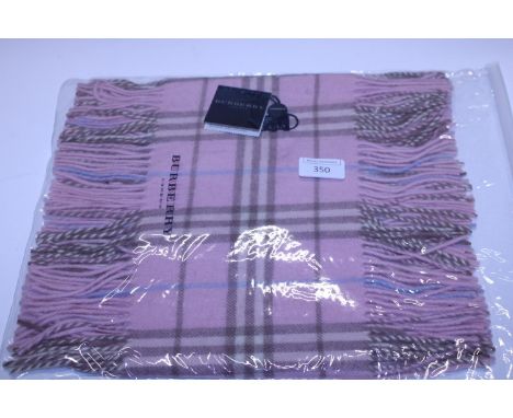 A new with tags Burberry 100% lambs wool pink long scarf with double tassels 150 x 37cm 
