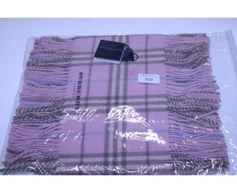 A new with tags Burberry 100% lambs wool pink long scarf with double tassels 150 x 37cm 
