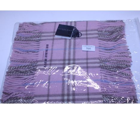 A new with tags Burberry 100% lambs wool pink long scarf with double tassels 150 x 37cm 