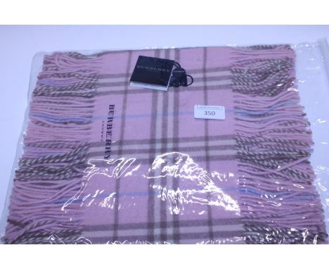 A new with tags Burberry 100% lambs wool pink long scarf with double tassels 150 x 37cm 