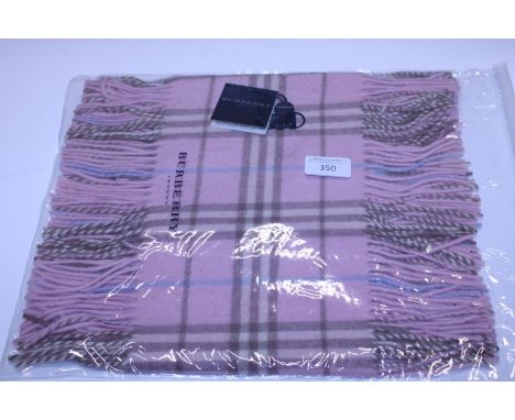 A new with tags Burberry 100% lambs wool pink long scarf with double tassels 150 x 37cm 