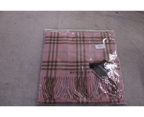 A new with tags Burberry 100% lambs wool pink long scarf 166 x 38cm 