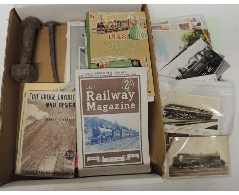 A quantity of Railway ephemera including Waterloo Station Centenary 1848 - 1948; LMS Magazine; modern postcards; cigarette ca