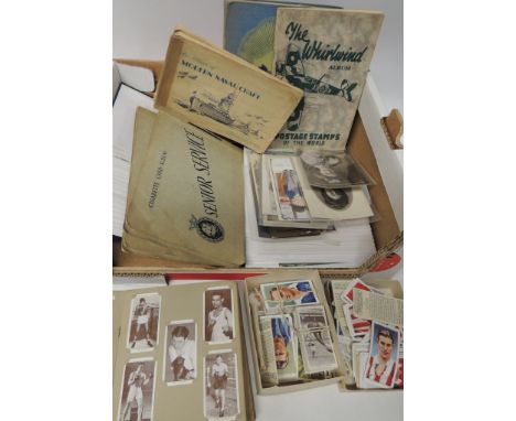 CHURCHMANS - Boxing Personalities (50/50) and other sets contained in Wills penny albums; some adhesive albums of cards; loos