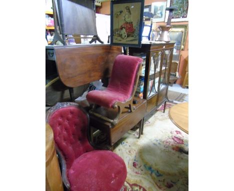 A Regency Mahogany and Brass Pole Screen with Tapestry Panel, together with A 19th Century Carved Walnut Show Frame Salon Lad