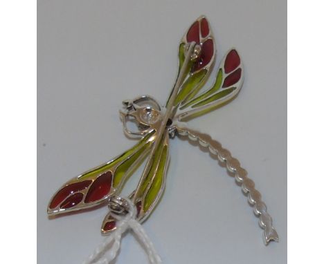 A Silver Enamel Dragonfly Brooch.