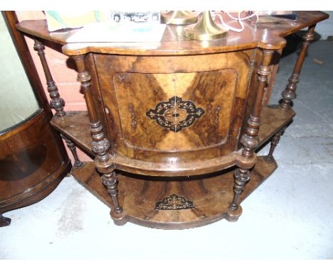 Victorian Walnut Bow Fronted Side Cabinet, Circa 1870.