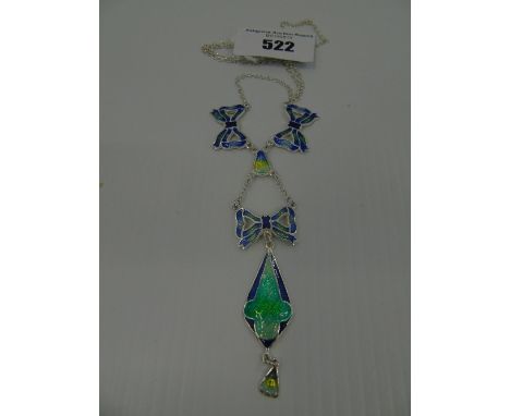 A Silver Enamel Art Nouveau Style Pendant.