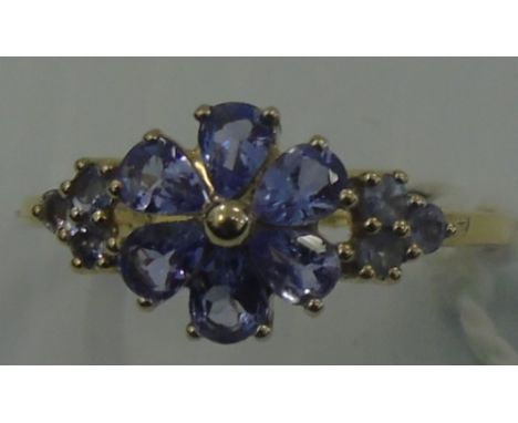 A Nine Carat Tanzanite and Diamond Ring.