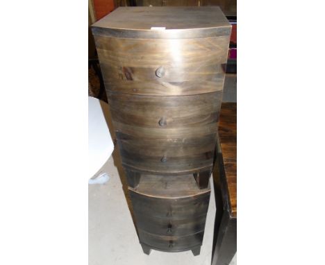 A Pair of Stained Walnut Bow Front Lockers. 