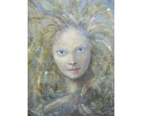 A Large Oil on Board by Denise Jameson, Portrait of a Young Woman.