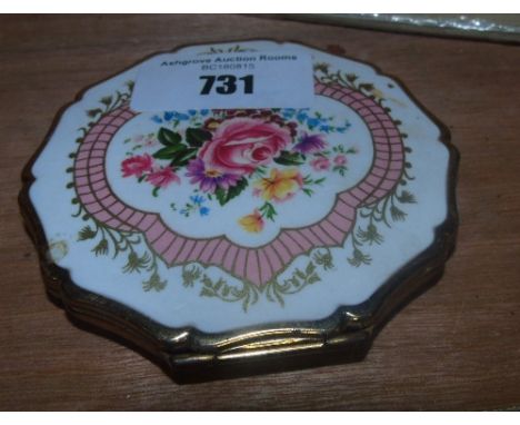 A Stratton Rose Enamelled Powder Compact, 1950's.