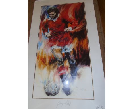 A George Best Signed Coloured Print after Graham Griffiths - 'Simply The Best'. Unframed. Sports Folio Limited Edition.