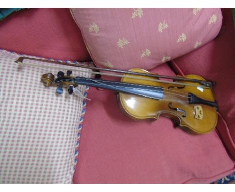 A Violin and Bow, the interior with printed Stradivarius label.