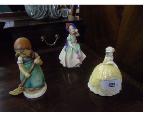 A Goebel Figure along with a Two Royal Doulton Examples.
