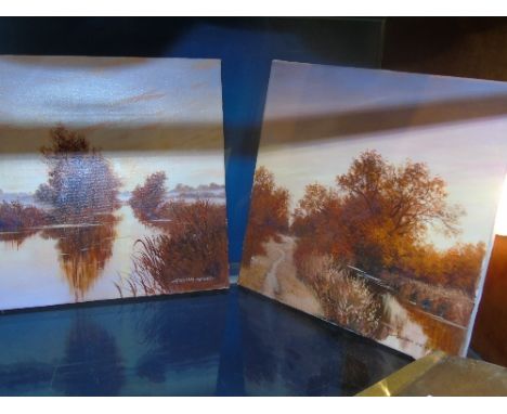 Four Graham Petley (b. 1944) Landscape Oils on Canvas, each 30 x 30cm.