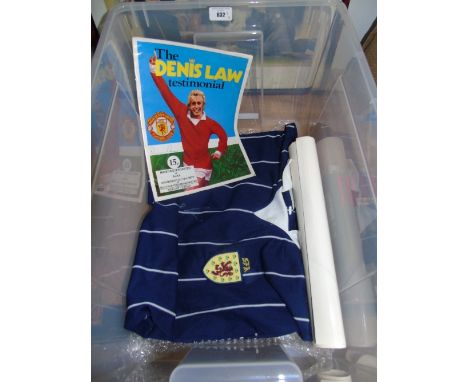 Denis Law Memorabilia: A Signed Denis Law Scotland Jersey;  A Manchester United Denis law Signed Testimonial Programme ( v Aj