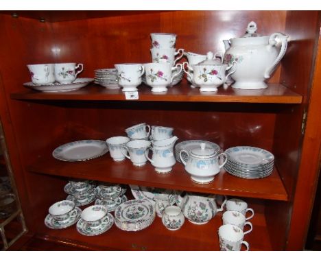 Three Tea Sets, comprising of a Noritake 'Blue Tide' pattern, 21 pieces, another 22 piece set complete for six decorated with