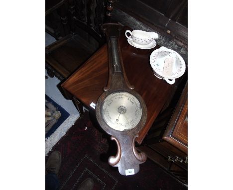 A Victorian Rosewood Banjo Barometer and Thermometer.