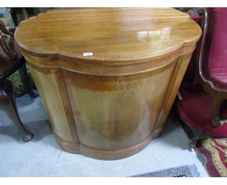 Walnut and Inlaid Bow Fronted Cabinet.