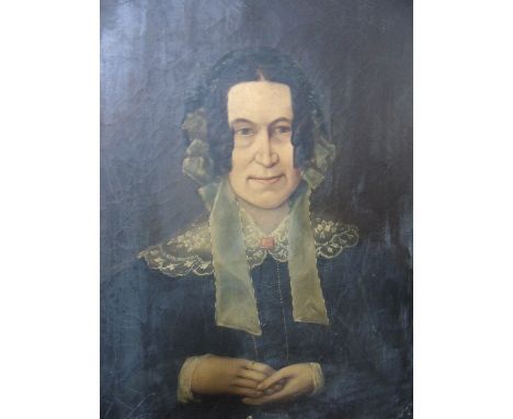 British School  (19th Century) Portrait of a Gentleman and Portrait of a Lady, a pair, oil on canvas, unsigned, each approxim