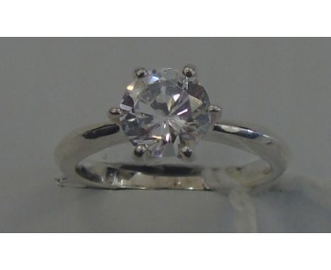 A One Carat Silver Cubic Solitaire Ring.