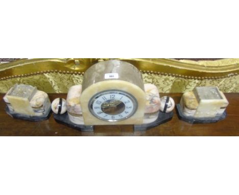 A 1930's Period Marble French Art Deco Clock.
