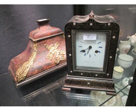 Leroy a Paris', a clock with countwheel strike in mother of pearl inlaid ebonised case, together a Boulle clock bracket (2)  