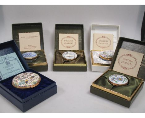 Fifteen boxed Halcyon Days and Crummles enamel pill boxes  