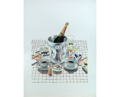 Glynn Boyd (British, 1948-2003), Champagne, signed lower right "Glynn Boyd Harte" and numbered "A/P XXV/XXV", lithograph, unf