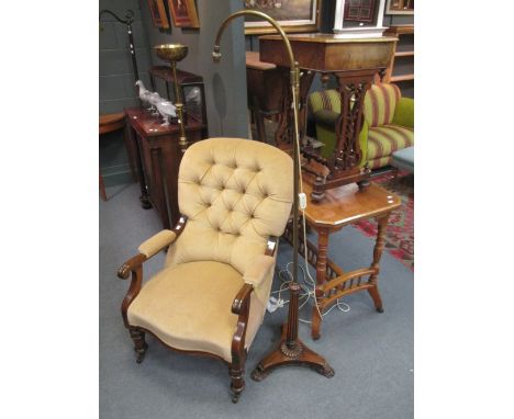 A Rosewood and brass reading lamp  