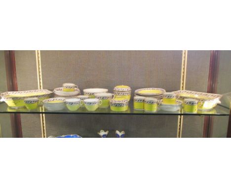 A Derby yellow glazed part tea and dessert service, circa 1840  