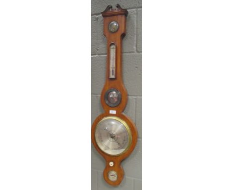 A mahogany wheel barometer by Negretti and Zamba, 98cm high  