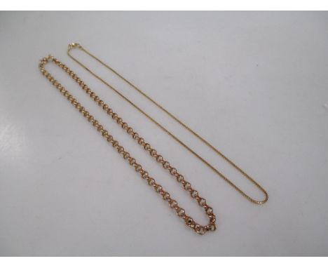 An 18k snake link chain (4.9g) and a 9ct belcher chain (5.3g) (2)  