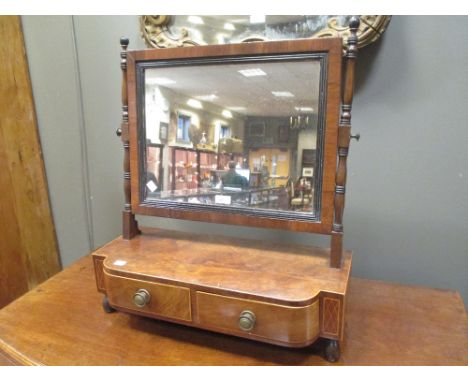 A George III mahogany dressing table mirror on base with two drawers  