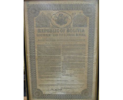 A collection of twelve share certificates, to include two Russian, two Spanish, two Dutch, two Panamanian, three Bolivian and