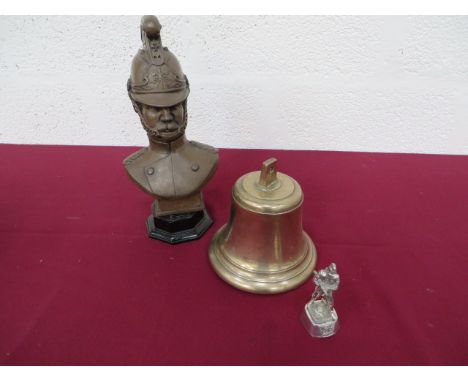Early 20th Century Brass Fire Engine Bell  cast brass bell with lower turned brim.  Single top hanging loop.  Internal steel 