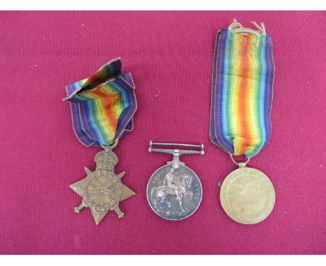 WW1 Cheshire Regiment Group of Three Medals.   Awarded to '25669 PTE G WORTHINGTON CHES R' Comprising 1914/15 Star, 'CHES R',