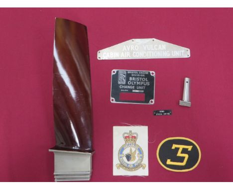 Small Selection of Vulcan Items  including AVRO inspection plate 'AVRO Vulcan Cabin air Conditioning Unit' ... Inspection pla