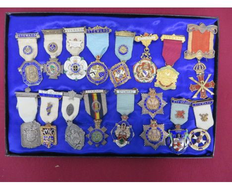 Selection of Masonic Silver & Enamel Jewels Medals   An interesting and varied selection of silver and enamel jewels, the maj