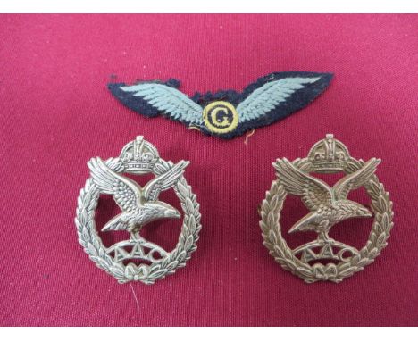 WW2 Period 2nd Glider Pilot Wings etc.  A flat pair of Second Glider Pilot cloth wings. Moth damage. ... Accompanied by two W