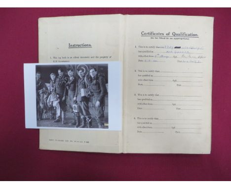 WW2 Important Bomber Command DFM & Bar Winners Flying Log Book Singed 7 times by Dambuster Guy Gibson VC.   This important Bo