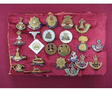 Selection of WW1 Period and Later Regimental Sweetheart Brooches.   A selection of base metal and enamel examples. Regiments 