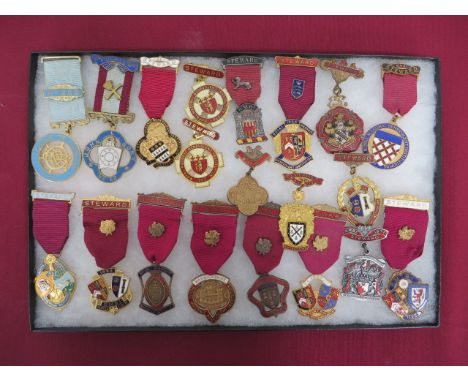 Selection of Masonic Jewels Medals  An interesting and varied selection of gilt and enamel jewels, the majority for Stewards.