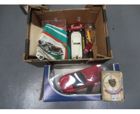 Small Selection of Jaguar Models and Items  including Jaguar Drivers' Club chrome and enamel bumper badge ... Jaguar Coventry