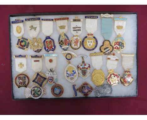 Selection of Masonic Jewels Medals  An interesting and varied selection of gilt and enamel jewels, the majority for Stewards.