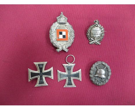 Imperial German WW1 Observer's breast badge and awards.  A fine Prussian example by C.E.Junker, Berlin, rayed reverse stamped