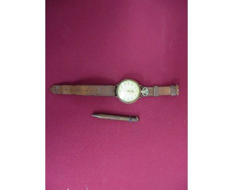 Early WW2 RAF Aircrew Wrist/ Pocket Stop Watch   white metal cased pocket watch officially converted to a wristwatch. Top win