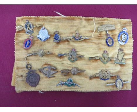 Selection of WW1 Period and Later Regimental Sweetheart Brooches.   A selection of base metal and enamel examples. Regiments 