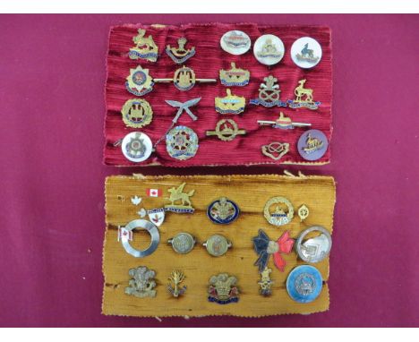 Selection of WW1 Period and Later Regimental Sweetheart Brooches.   A selection of base metal and enamel, plus other examples